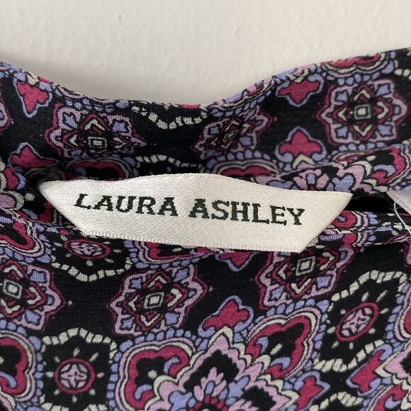 Laura Ashley Long Silk Skirt Size 10 Lined Pleated Ruffled Side Zipper Boho NWT - Picture 6 of 13